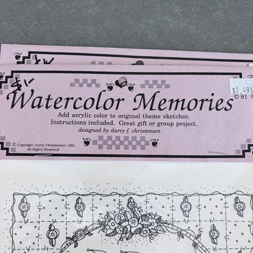 Set of 2 Vintage 1991 Watercolor Memories 3 John 1:4 Religious Art Sketches